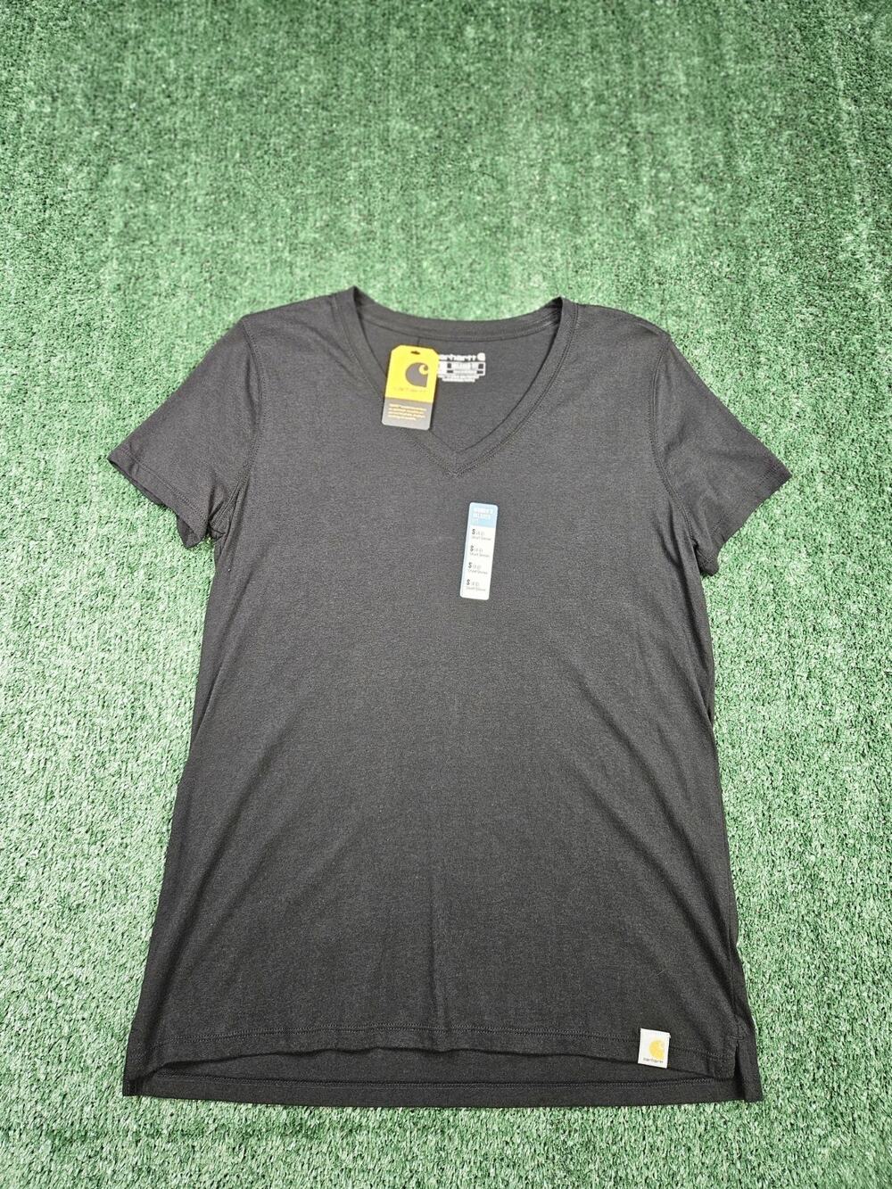 Carhartt Women's Black Light Weight V Neck T Shirt Relaxed Fit Size S NEW!